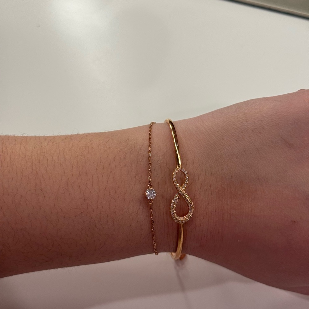 Swarovski Gold Infinity and Crystal Bracelet Duo